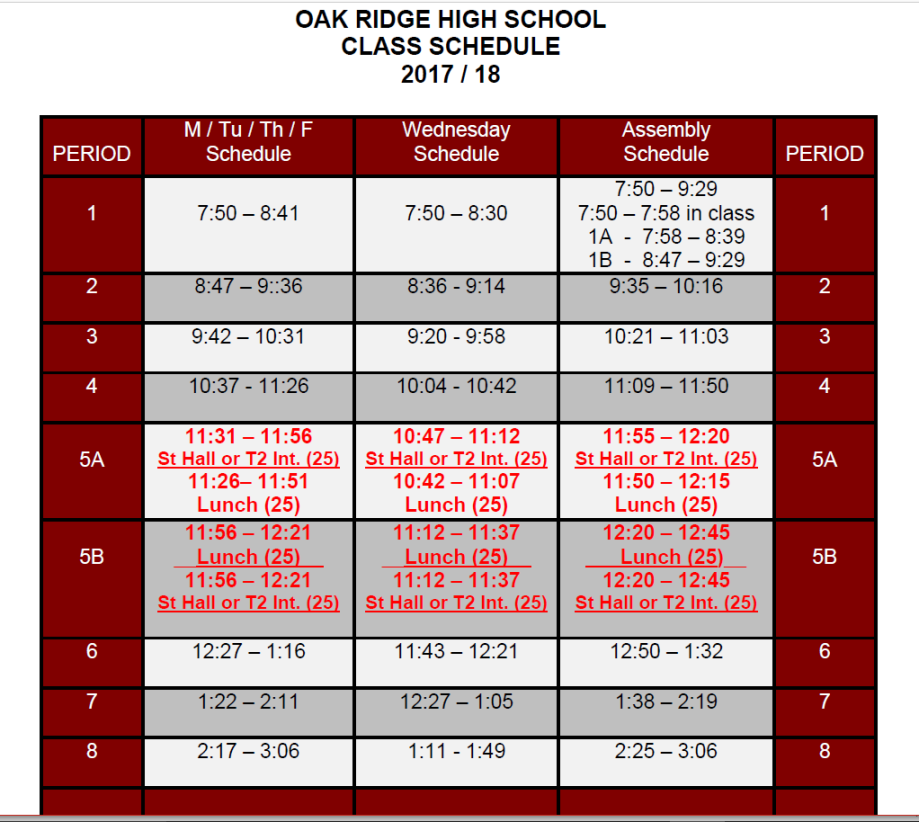 Bell_Schedule_image - Oak Ridge High School