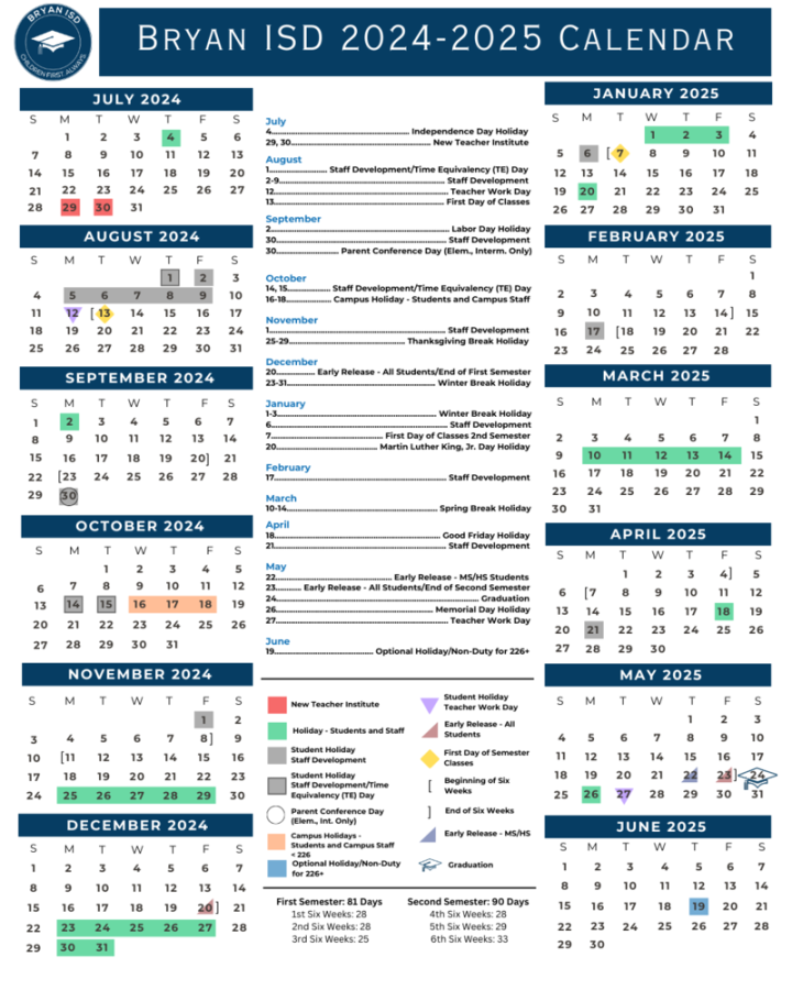 Bryan ISD School Board Adopts Calendar for - School Year