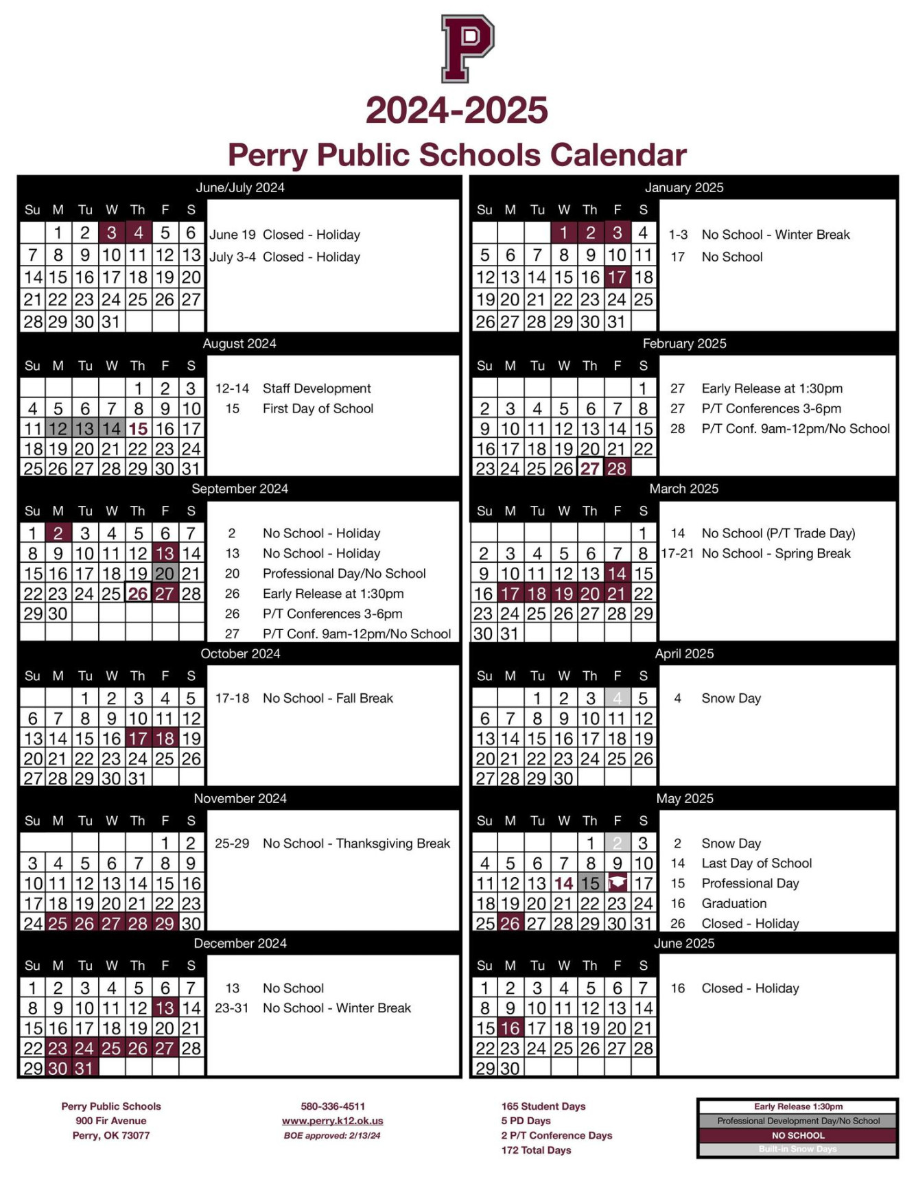 Calendar - District - Perry Public Schools