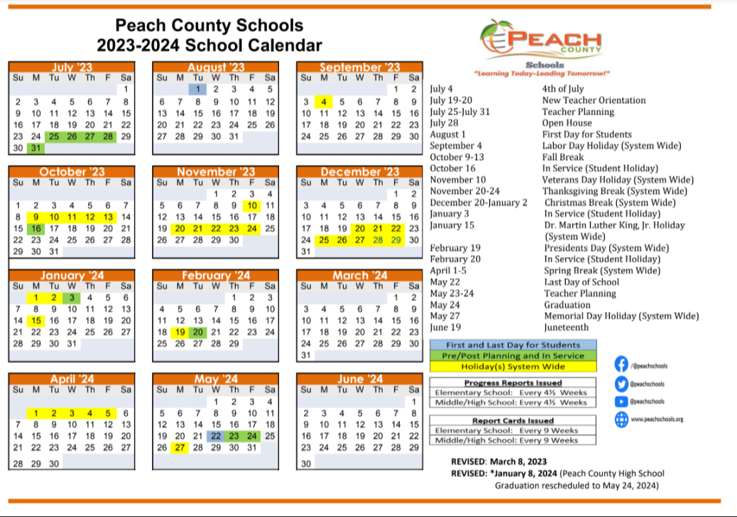 Calendars  Peach County Schools