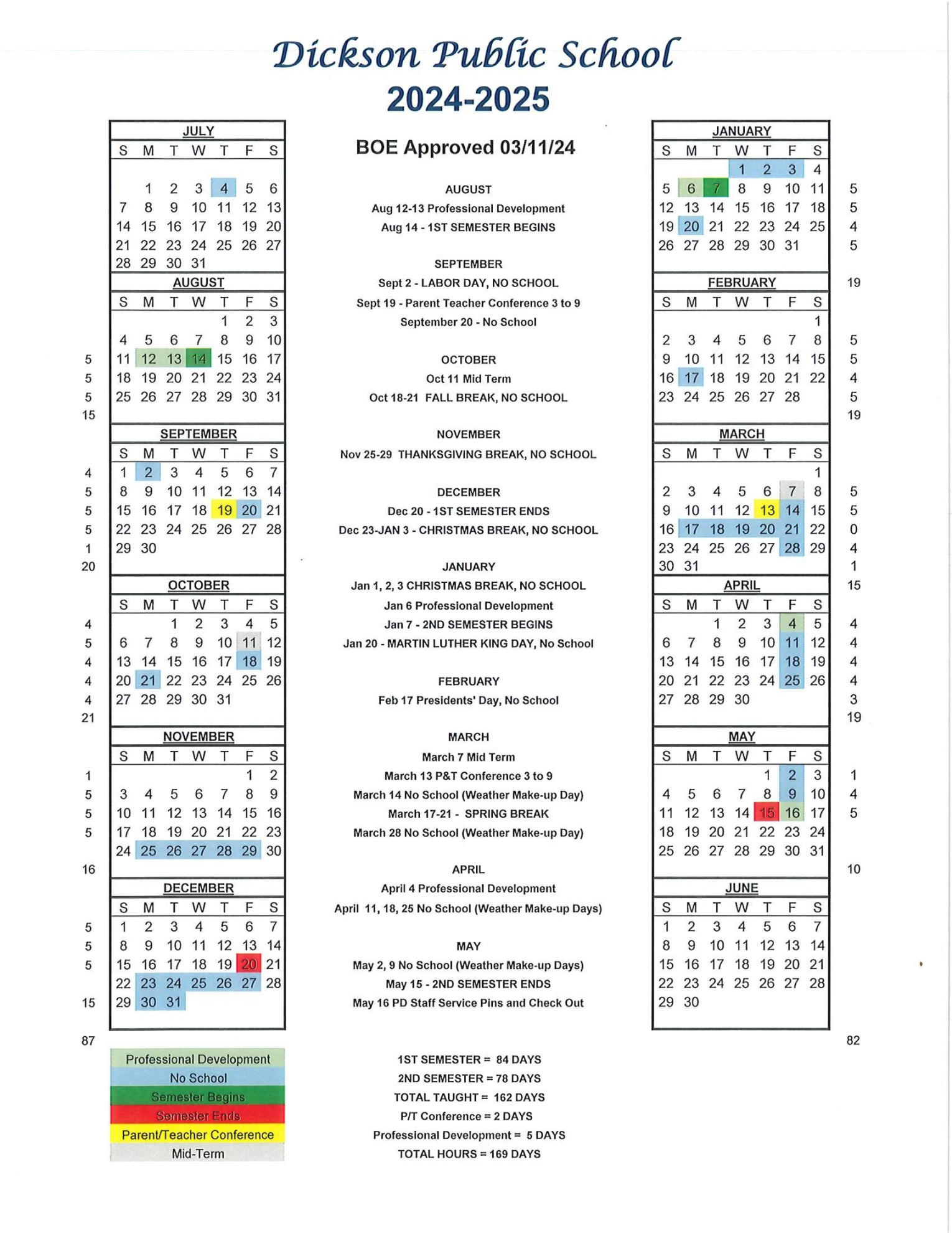 - District Calendar - Dickson Public Schools