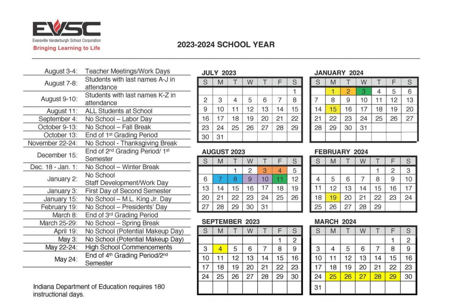 Evansville School Board Approves  Calendar New Fall Break