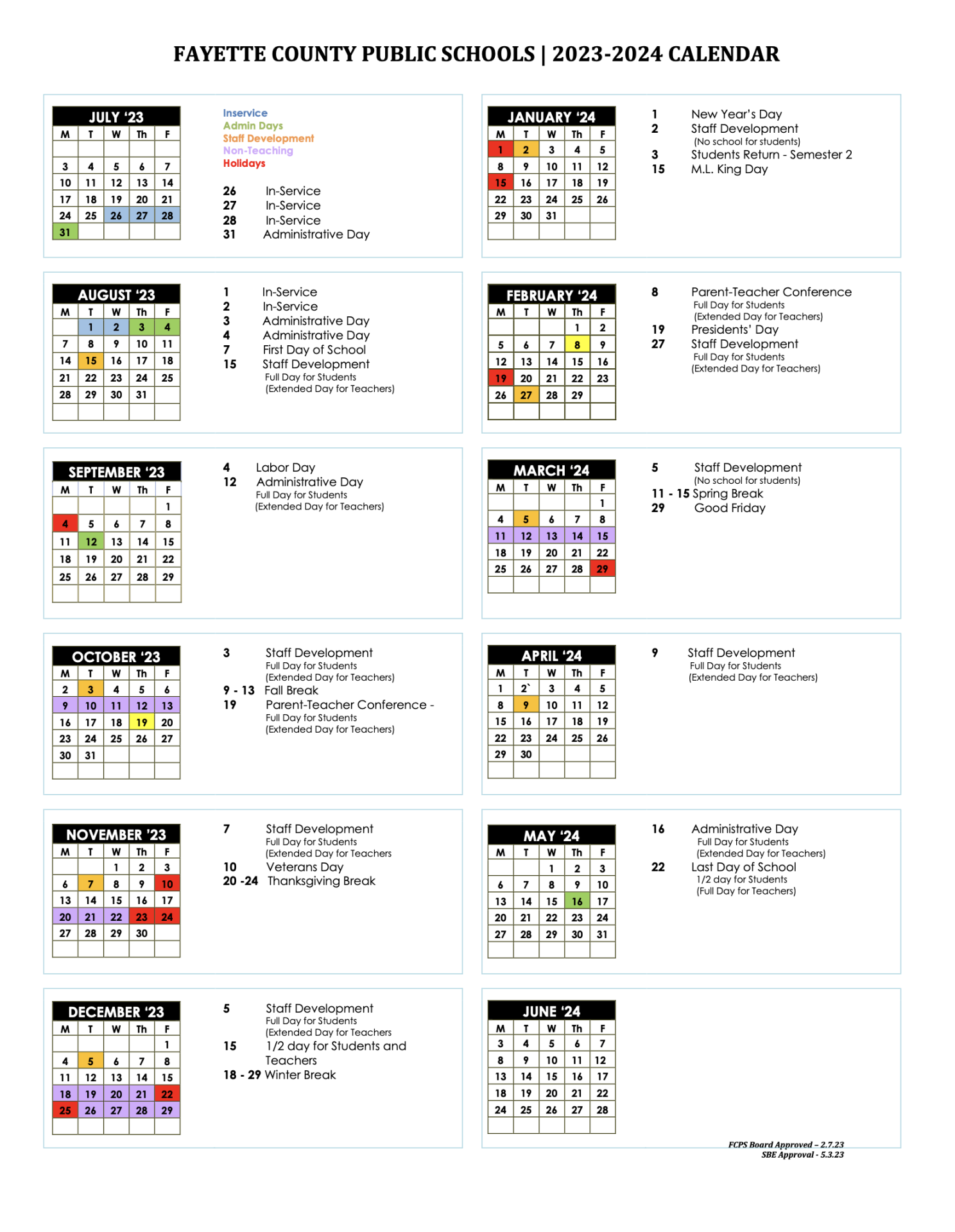 FCPS - Instructional Calendar – Calendars and Events