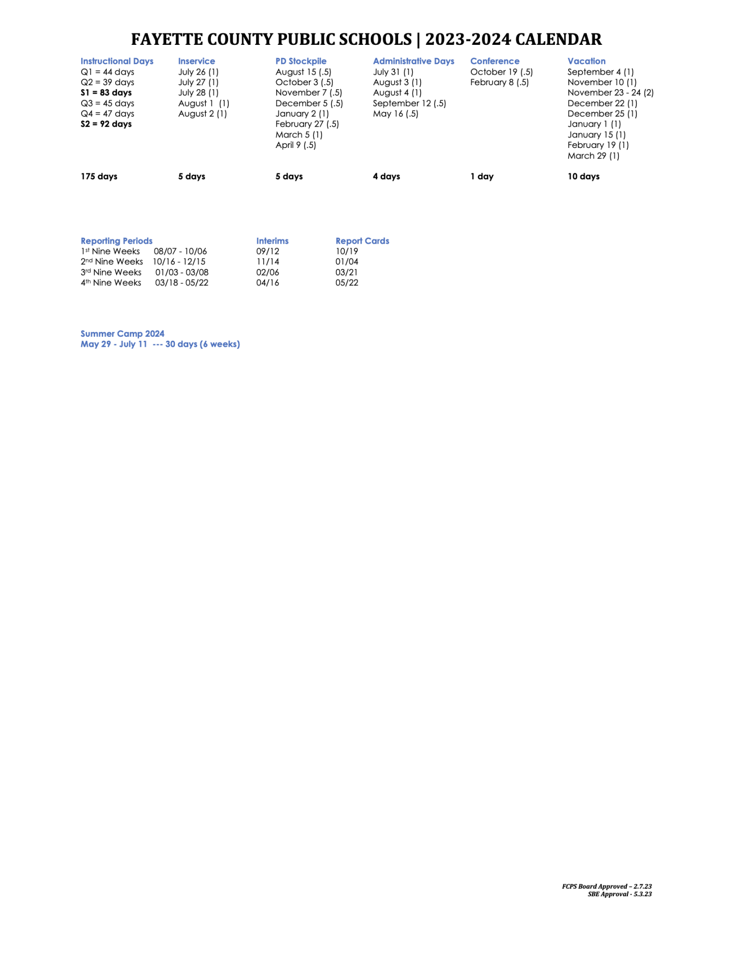 FCPS - Instructional Calendar – Calendars and Events