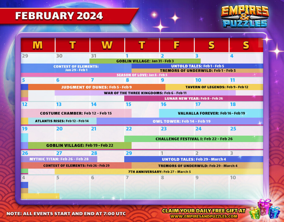 February  TENTATIVE Calendar - Player Guides - Empires
