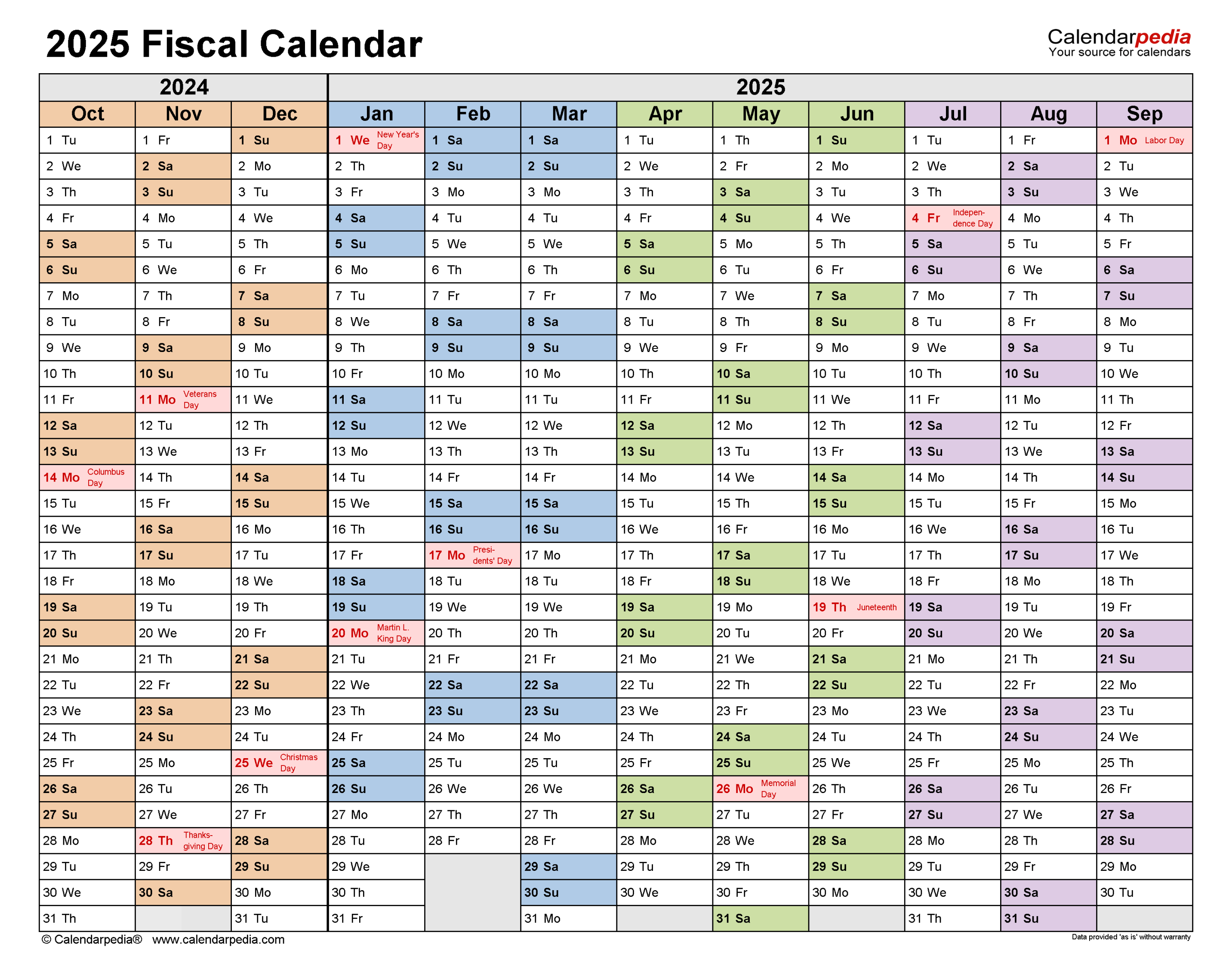 Fiscal Calendars  - Free Printable Word templates