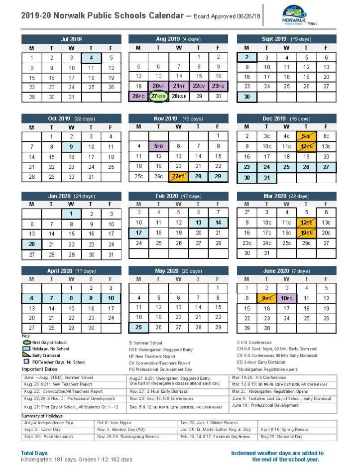 New Canaan School Calendar  School calendar, Calendar board, Free