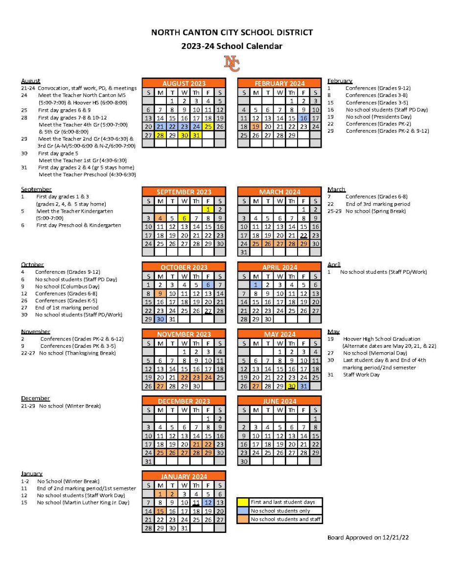 North Canton City Schools Calendar  and  - PublicHolidays
