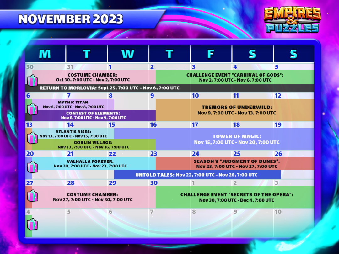 November  Calendar of Events  Empires & Puzzles