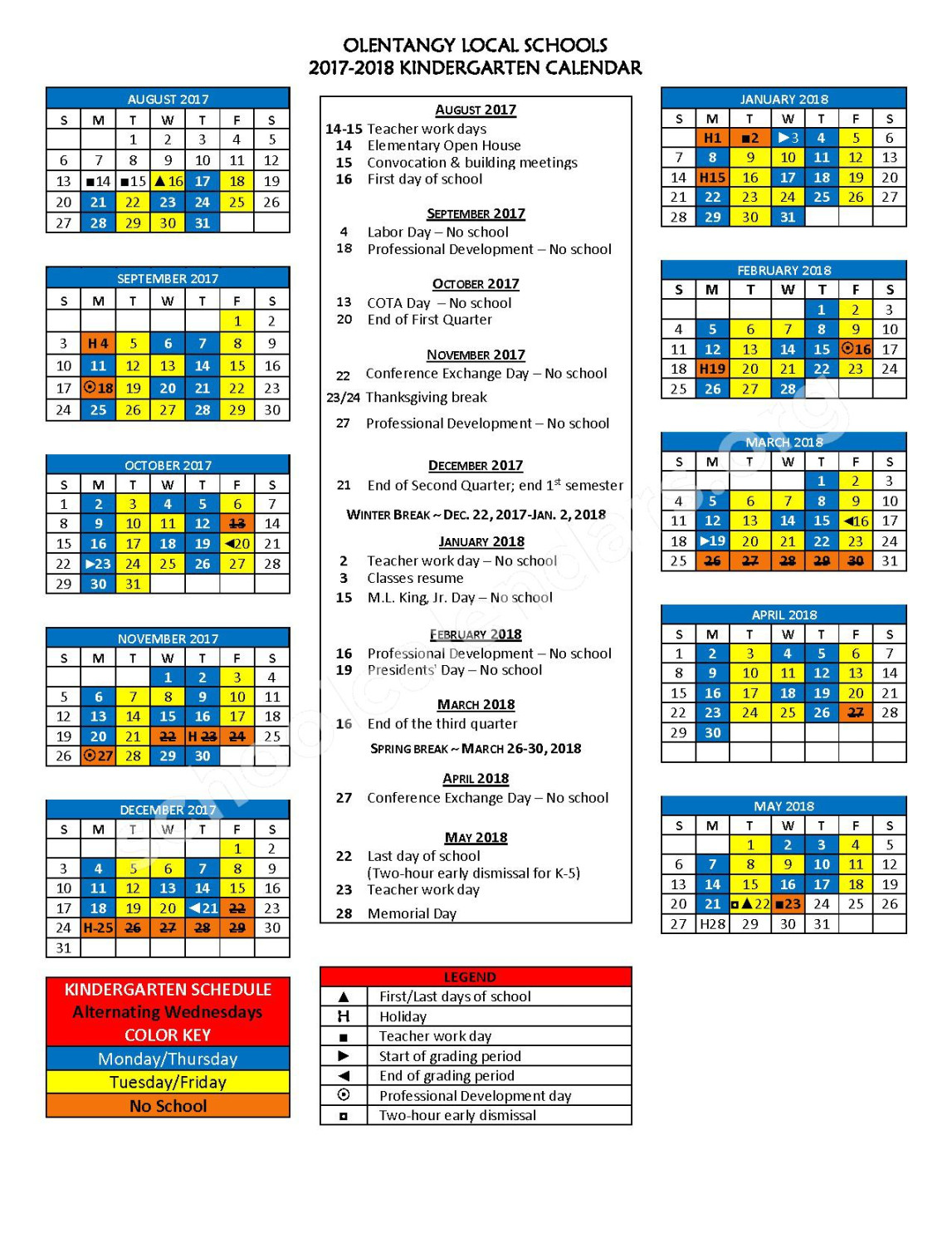 Olentangy District Calendar - Calendar Magic Hub