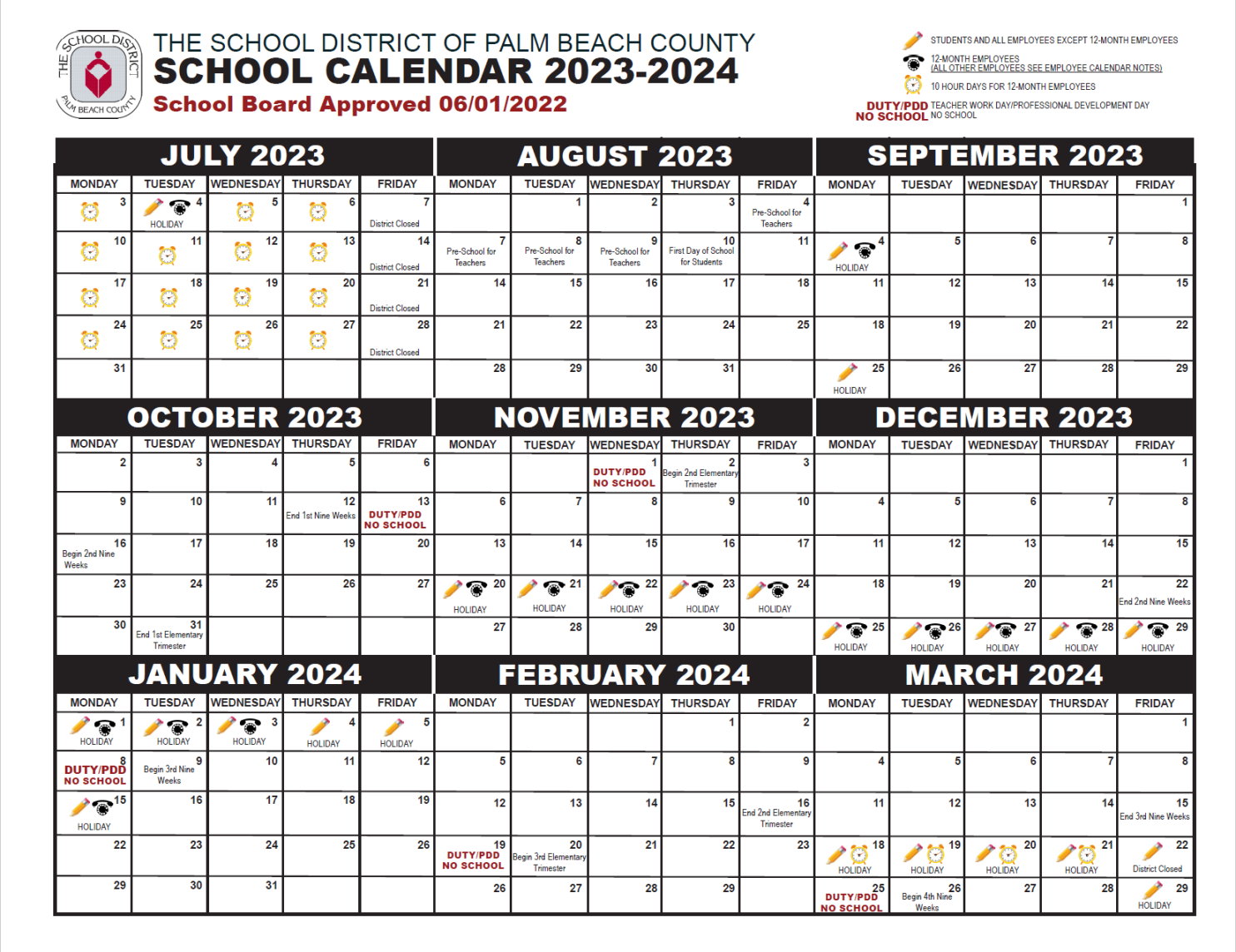 Palm Beach County School Calendar -