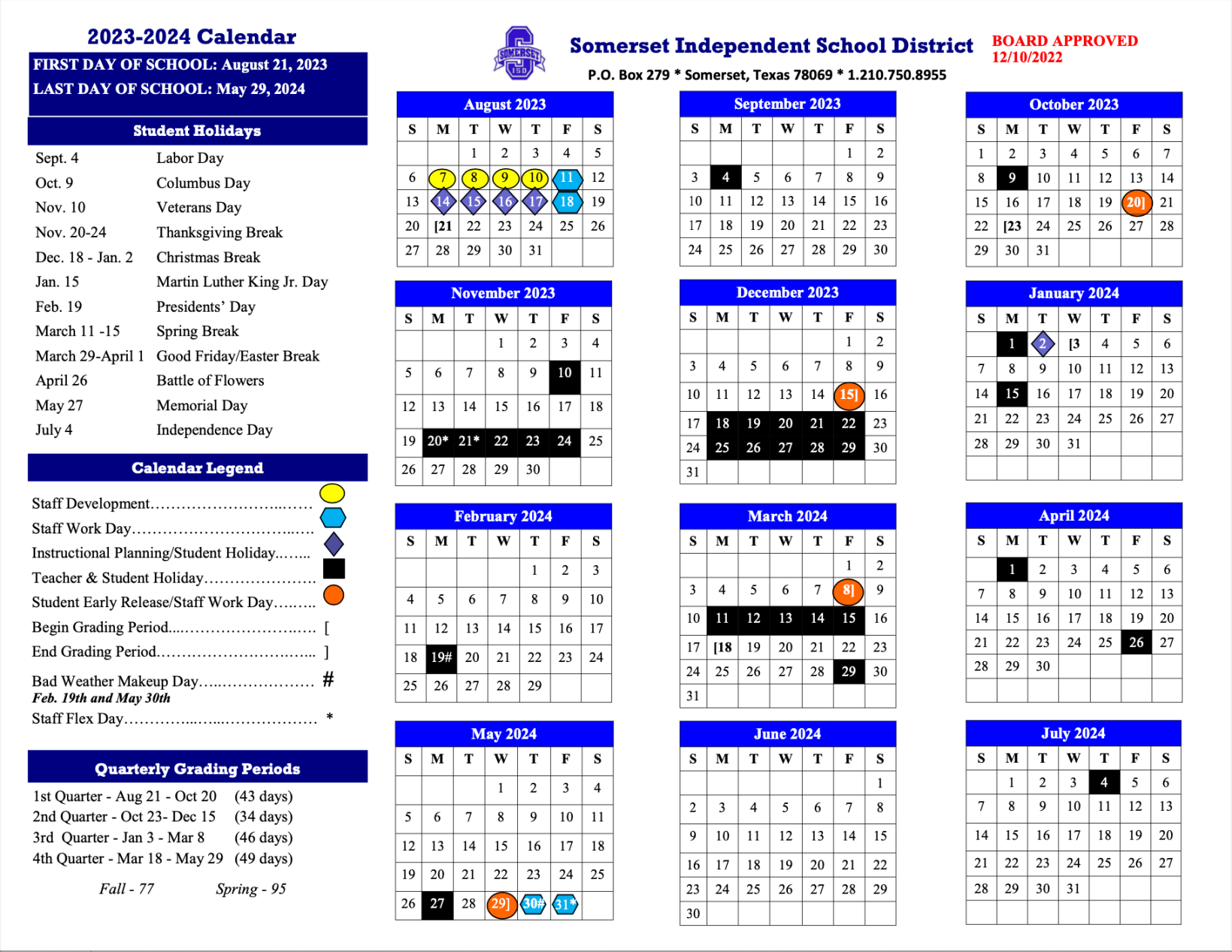 San Antonio School Calendars, Updated for –