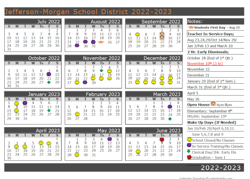 School Year Calender – Parents – Jefferson-Morgan High/Middle School