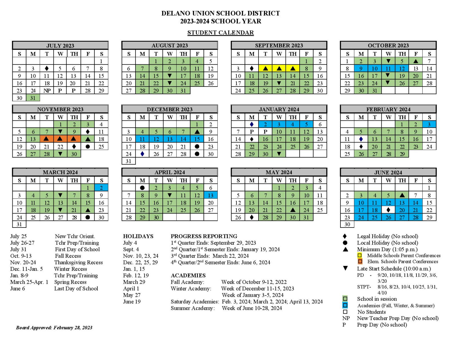 - Student Calendar