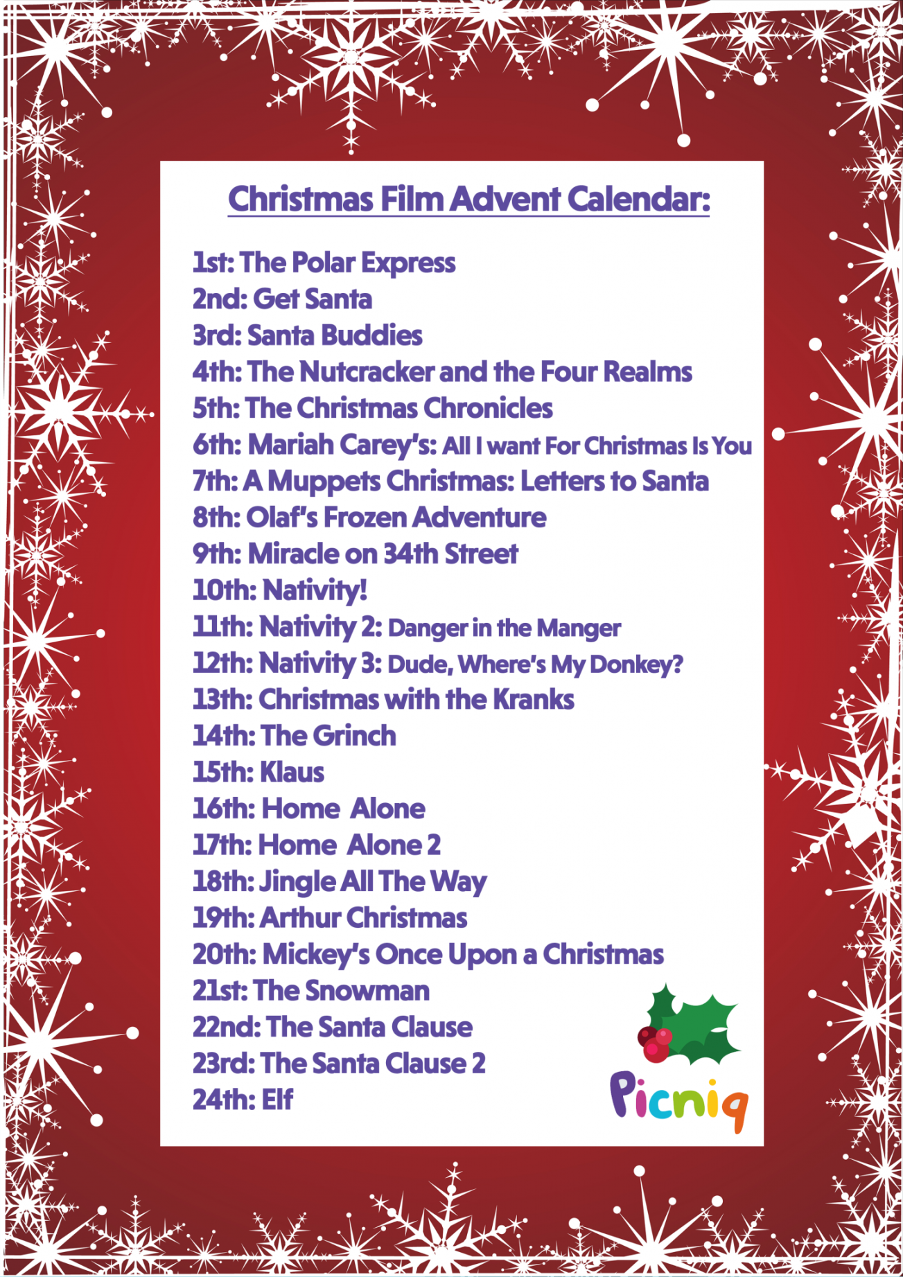The ultimate Christmas film advent calendar - Picniq Blog