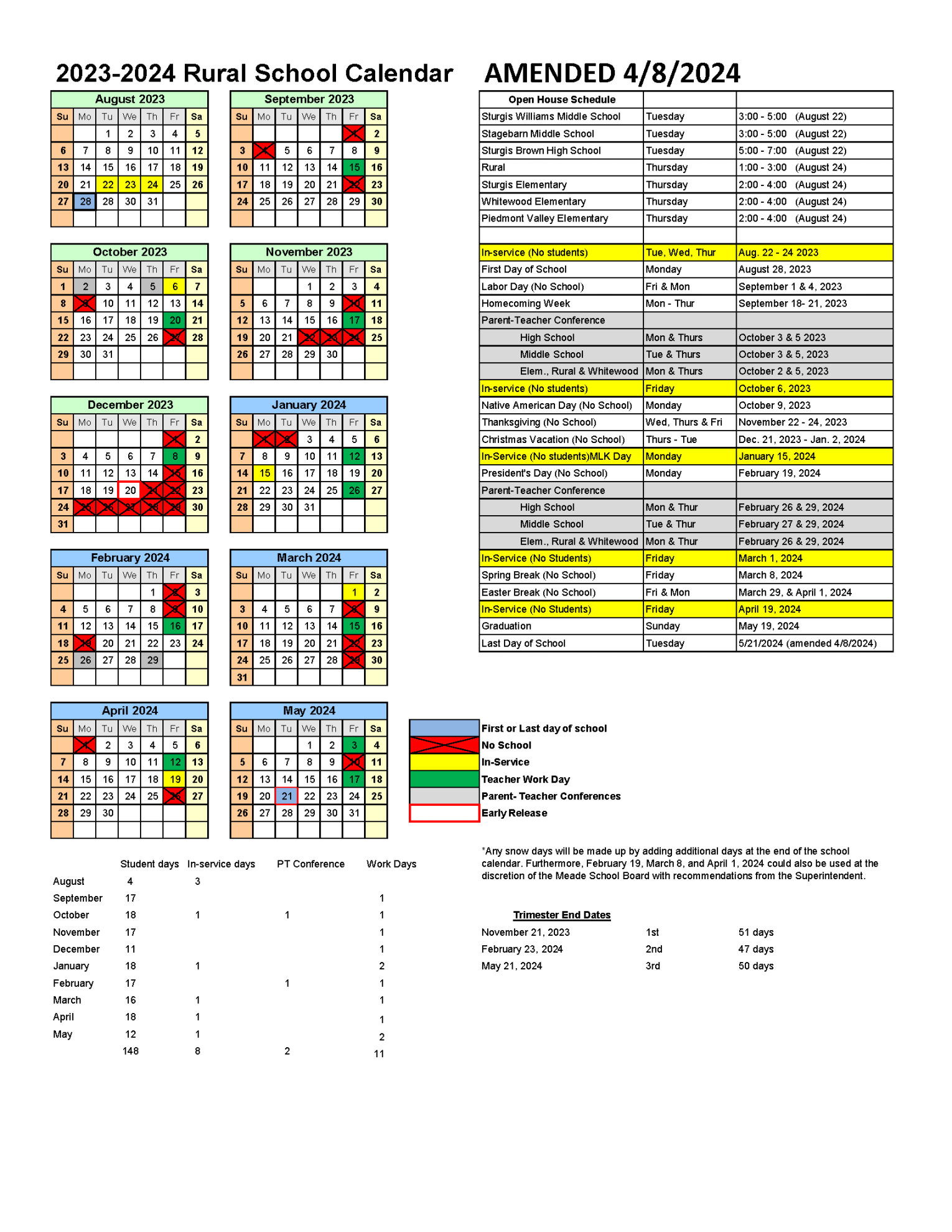 Academic School Calendars  Meade School District -