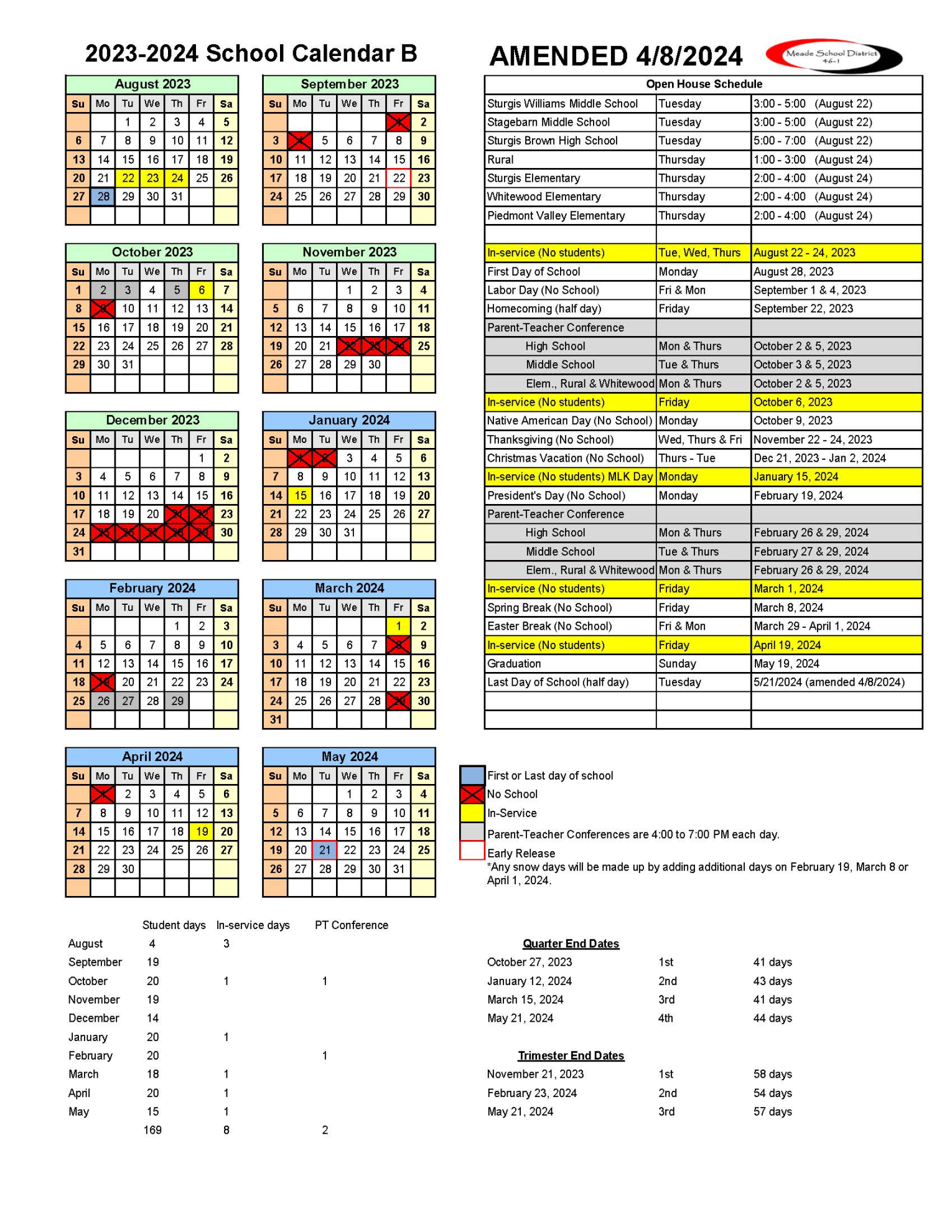 Academic School Calendars  Meade School District -