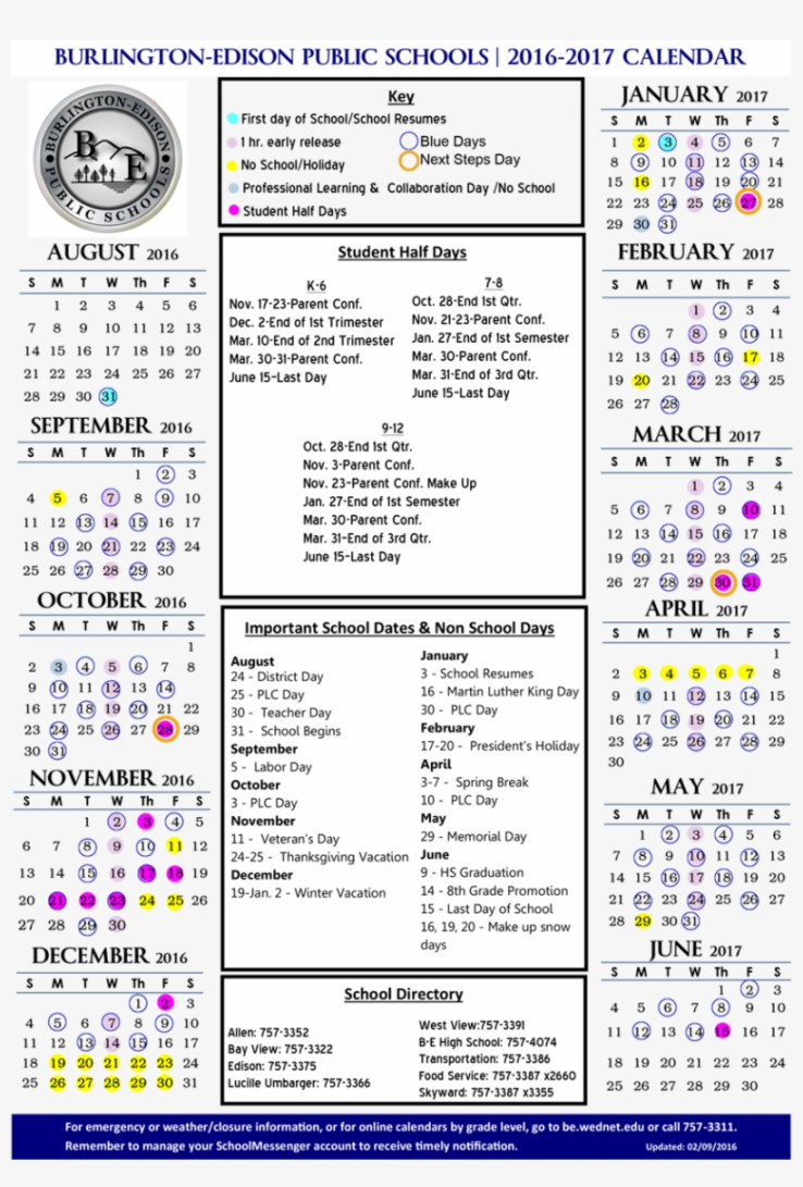 Burlington Edison School District Calendar Transparent PNG