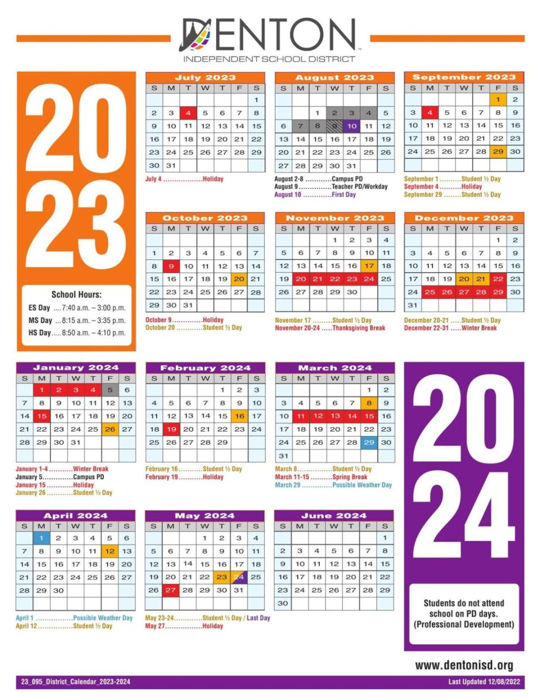 Denton school board approves - calendar, shifts half-days
