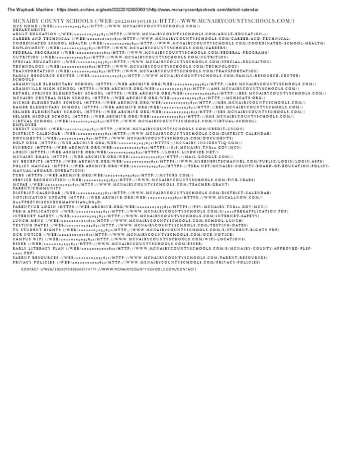 District Calendar - McNairy County Schools  PDF  World Wide Web