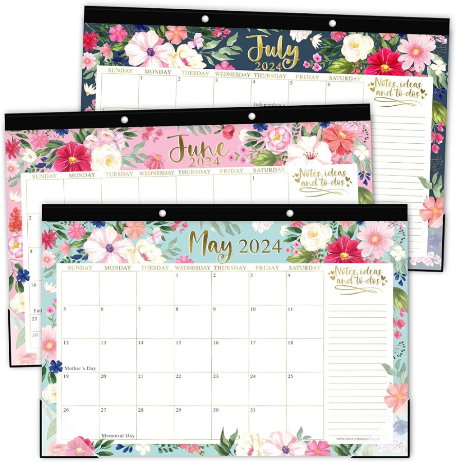 Floral Large Desk Calendar - - Desk Calender  Monthly, Desktop  Calendar -, Desk Planner  Calendar Desk, Desk Calander