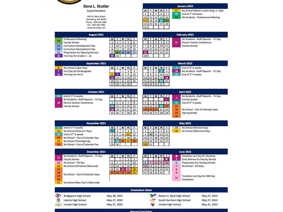Harrison County Schools Academic Calendar -  WV News