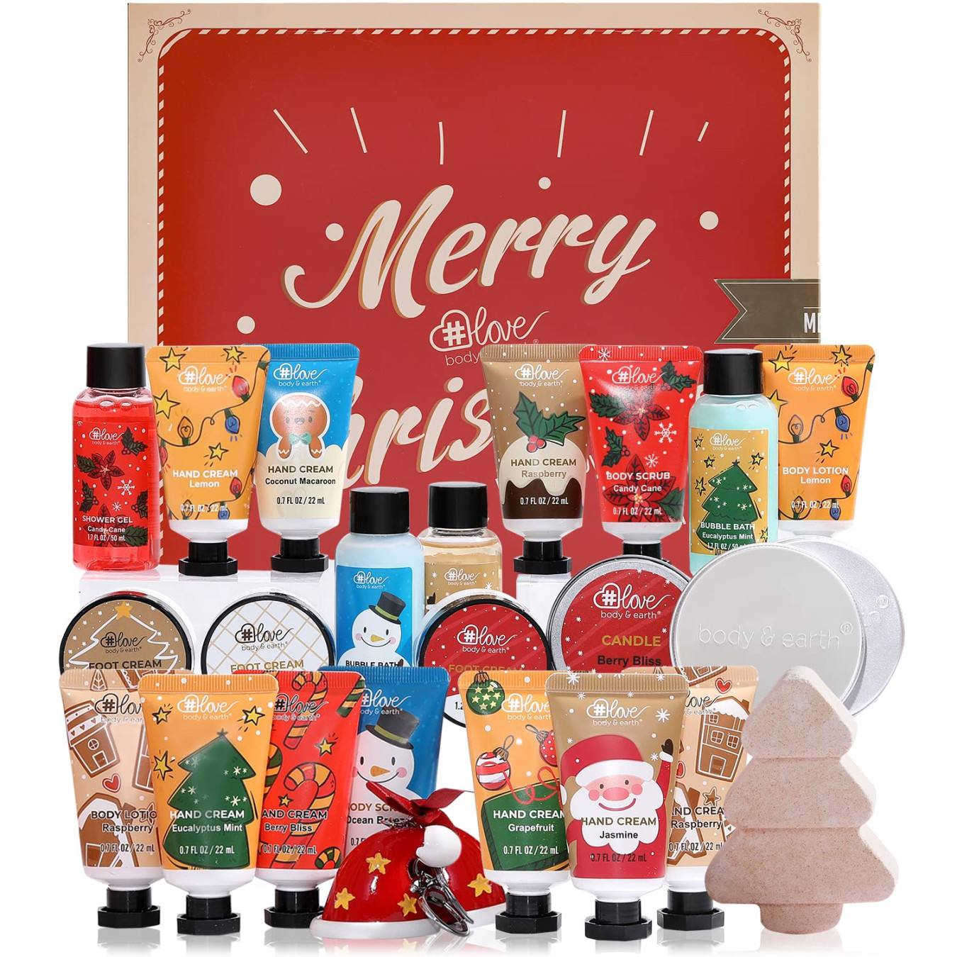 Limited Edition Christmas Advent Countdown Calendar, Bath Sets for  Women Gift, Spa Gift Set, Hand Cream, Body Scrub, Bubble Bath, Candles,  Body