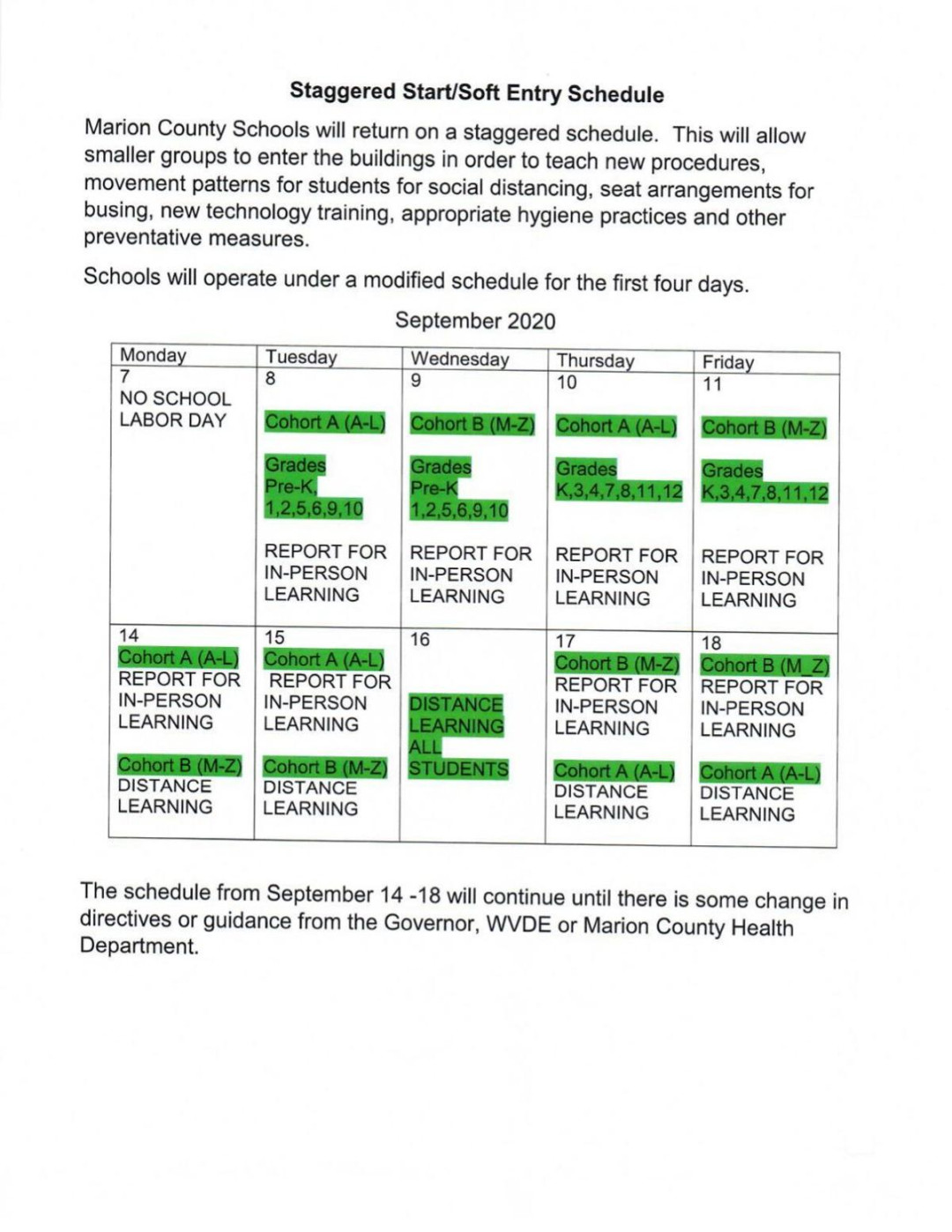 - Marion County school calendar  School Calendar  timeswv