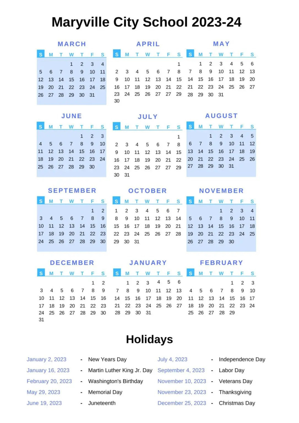 Maryville Calendar -