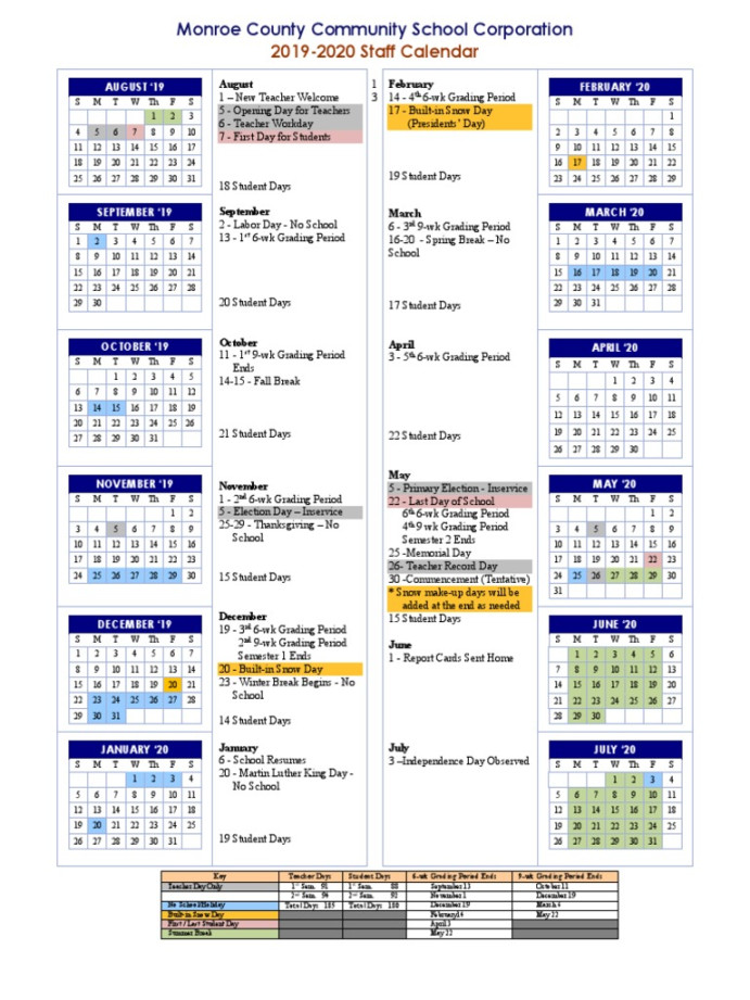 MCCSC - Calendar  PDF  Academic Term  Educational