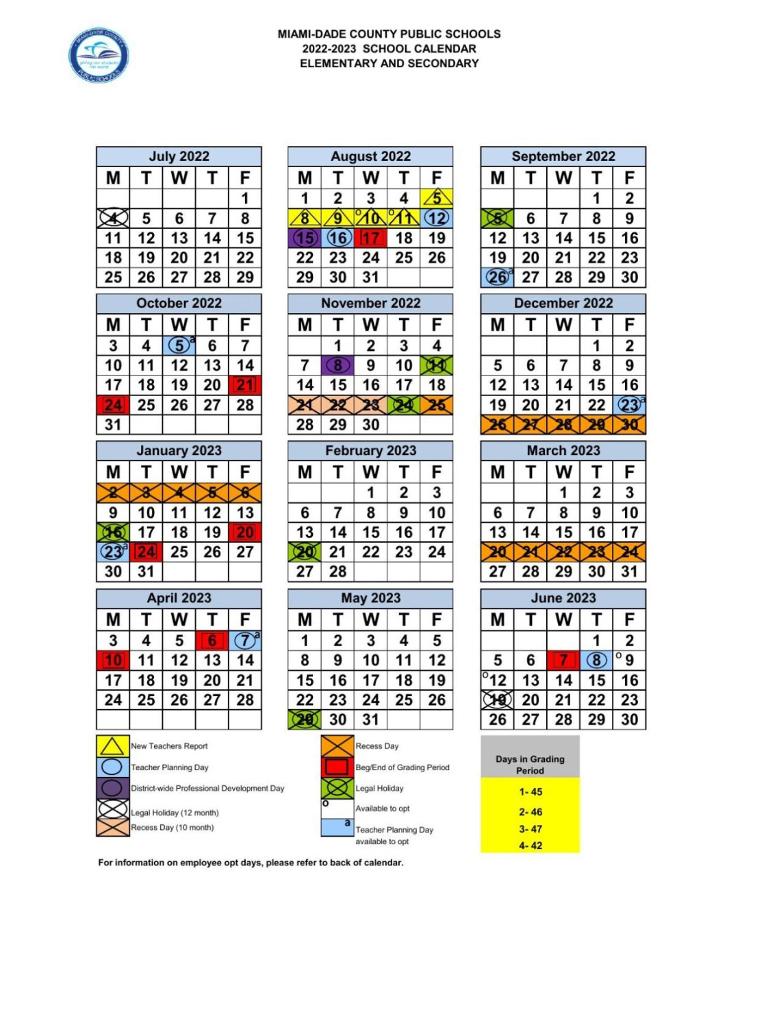 MIAMI-DADE COUNTY PUBLIC SCHOOLS - SCHOOL CALENDAR