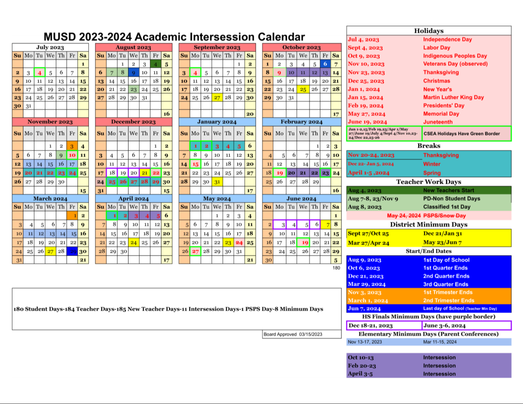 MUSD Calendar  Middletown High School