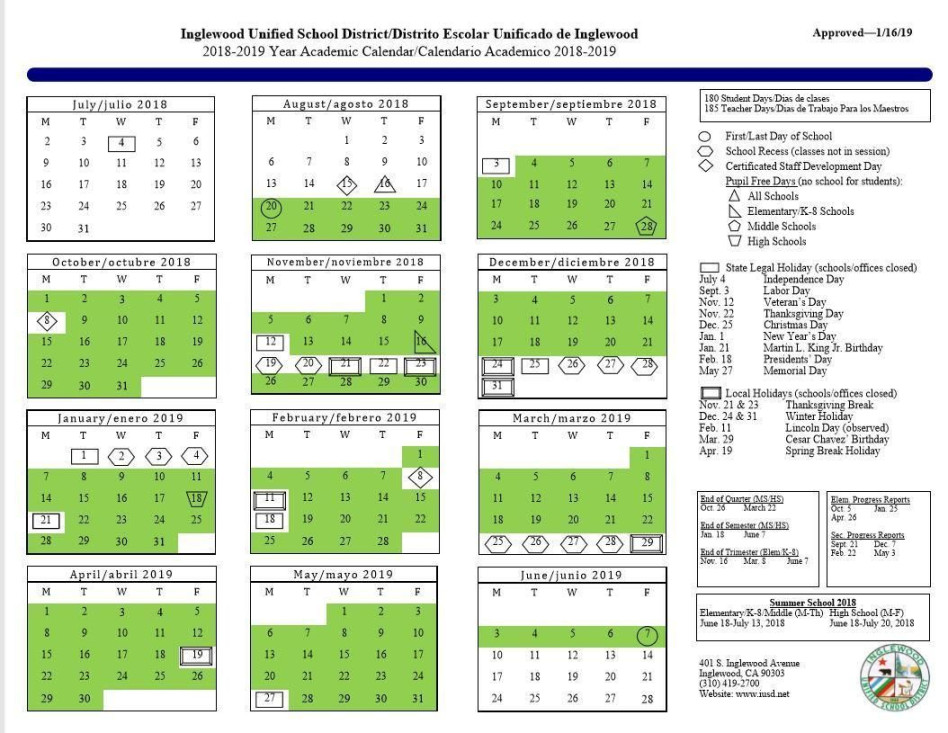 Ontario Montclair School District Calendar  School calendar, High