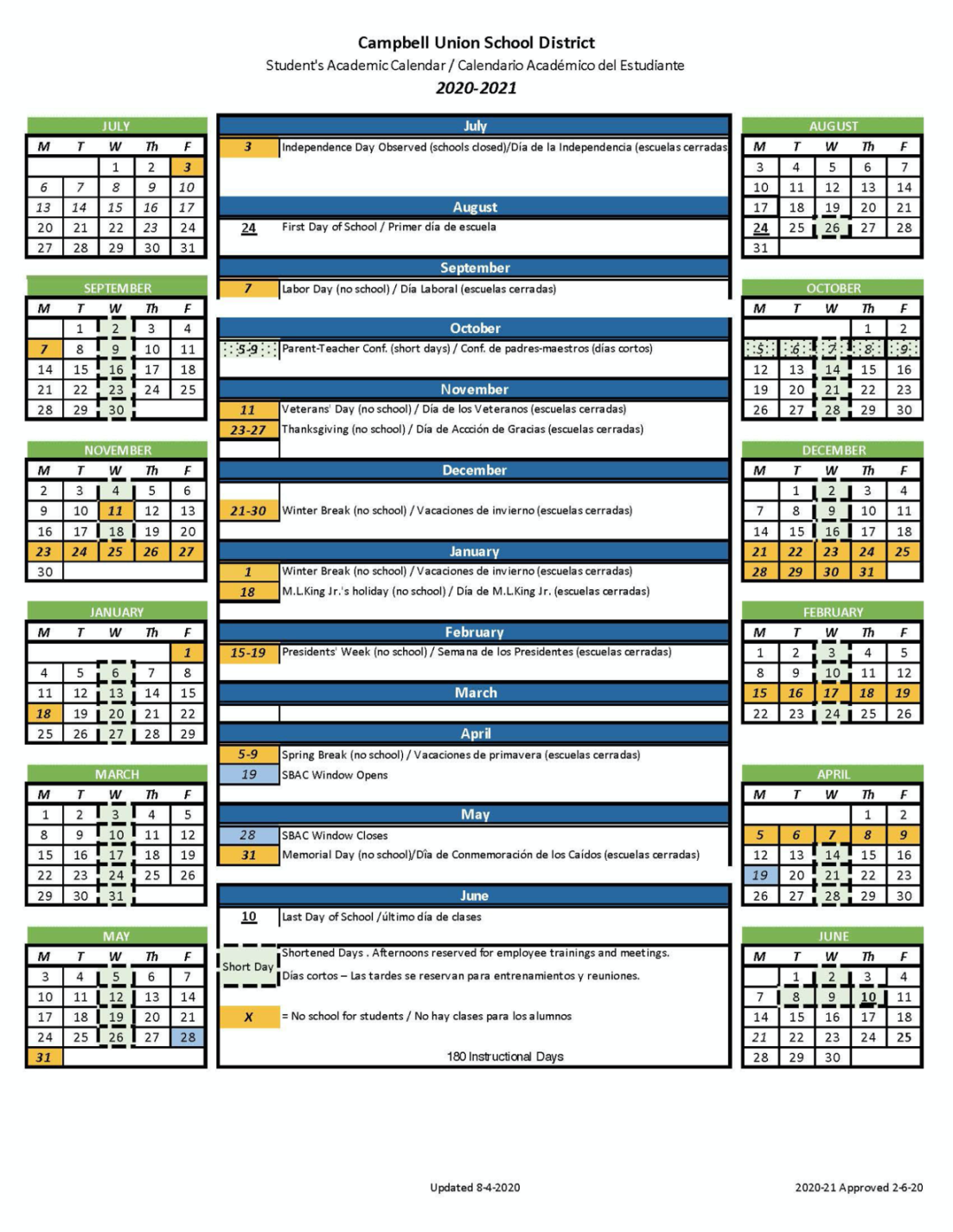 - school year calendar  Monroe Middle School