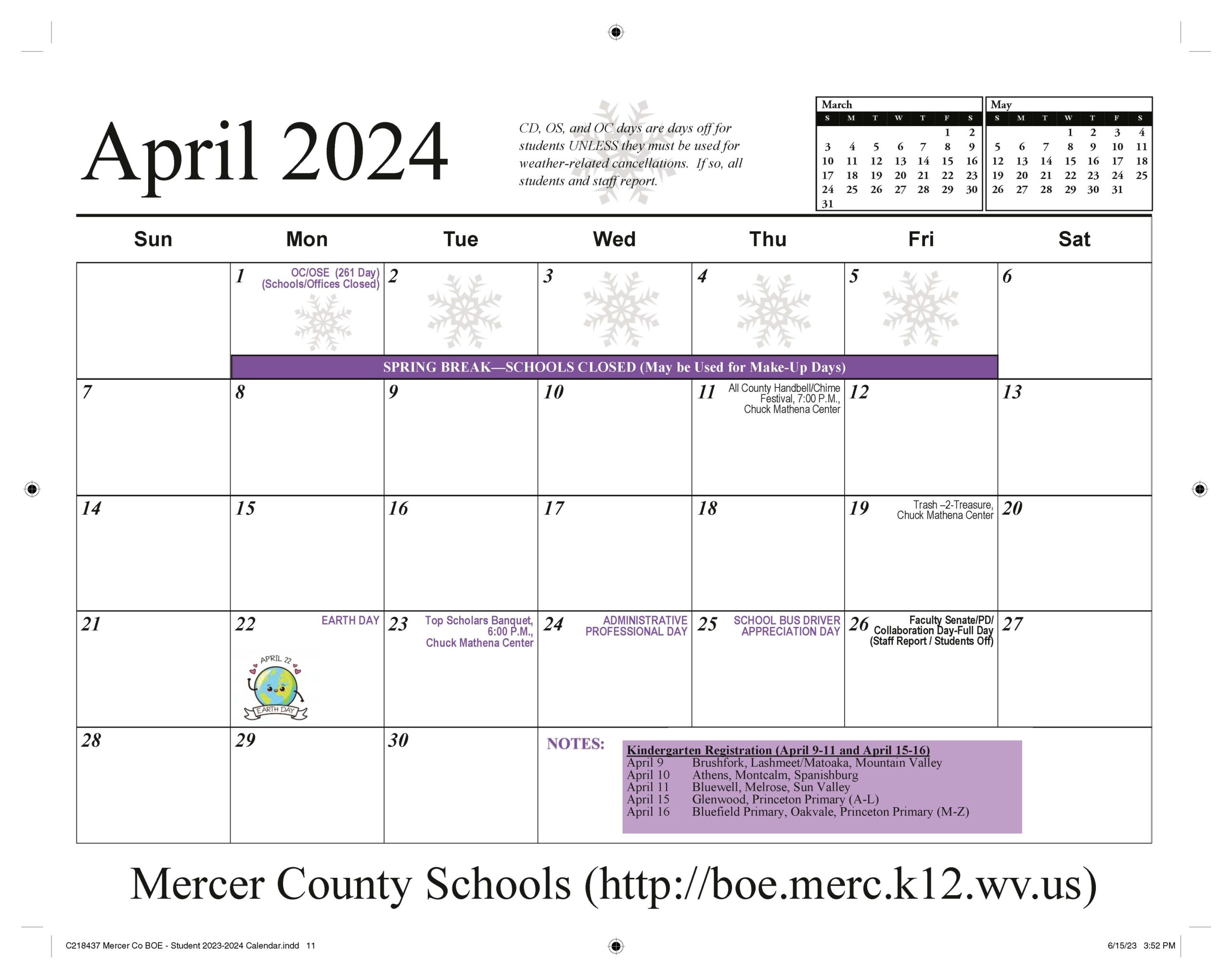 - Student Calendar  Mercer County Schools