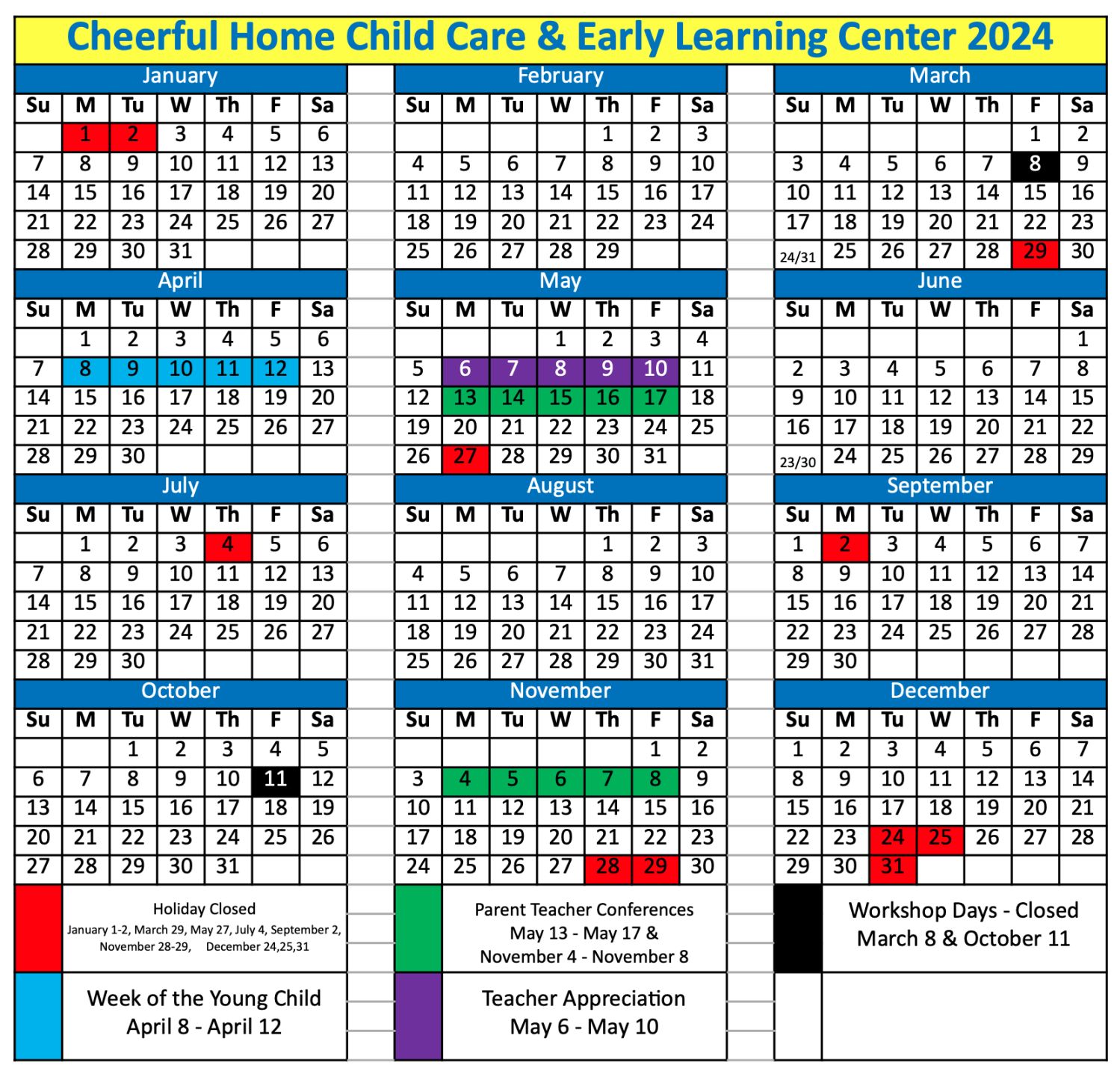 &  Calendar and Schedule of Events - Cheerful Home Child