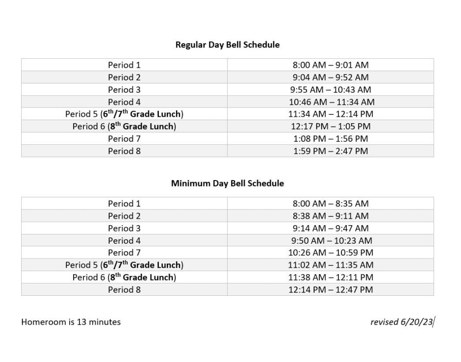 Bell Schedule / Home