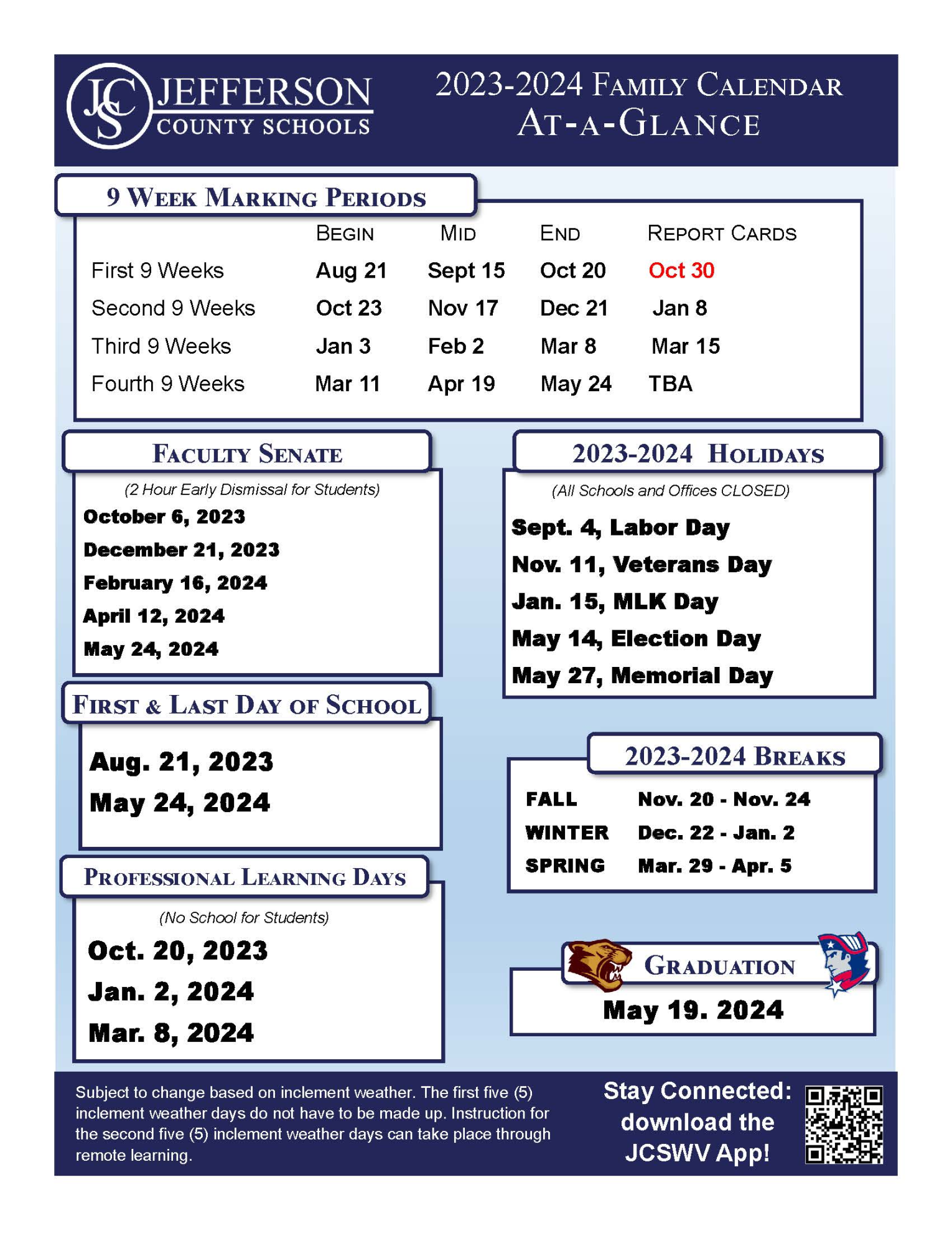Calendar  Jefferson County Schools