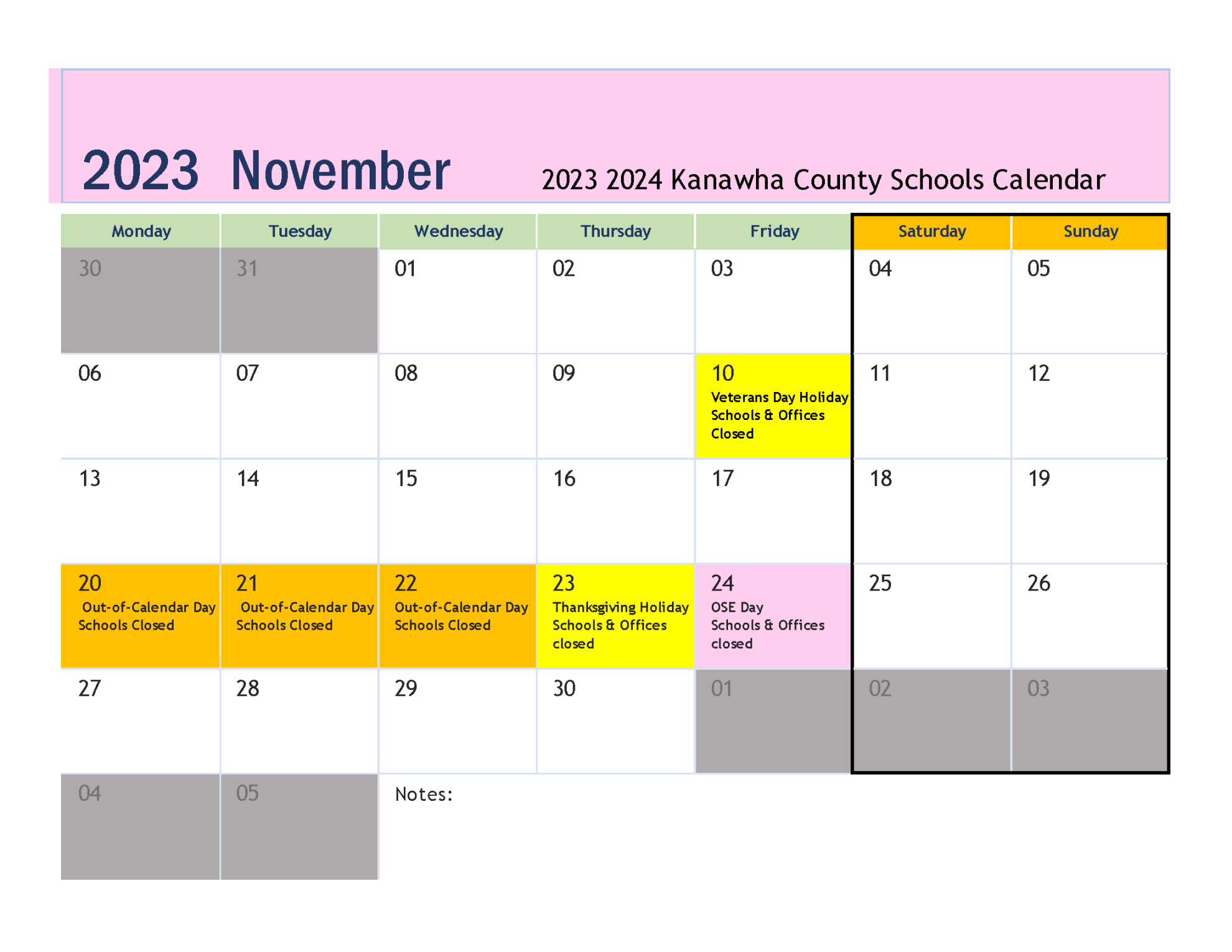 Calendar - Kanawha County Schools