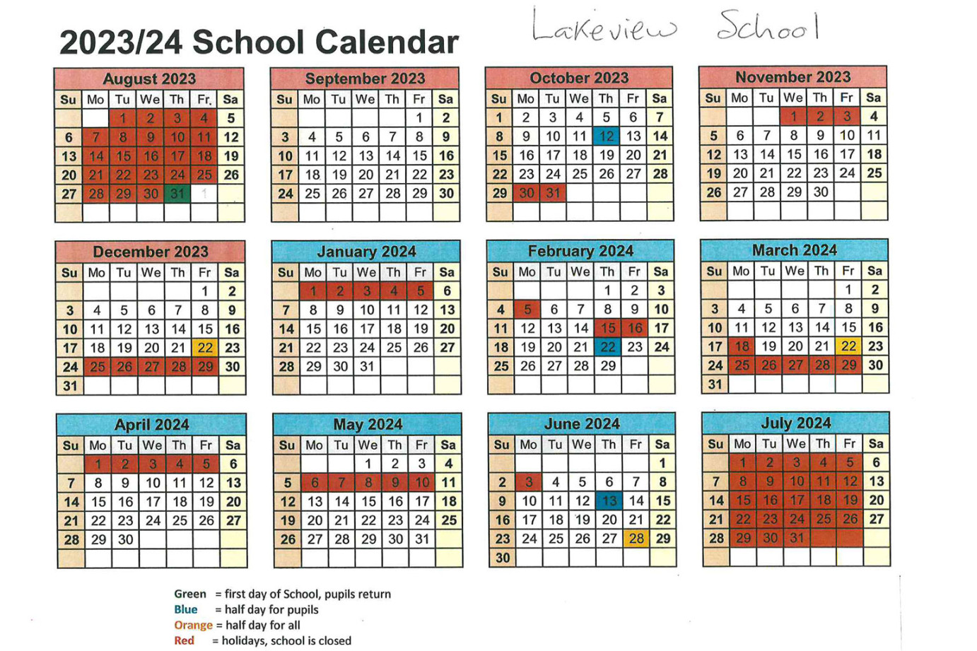 Calendar  Lakeview Schools