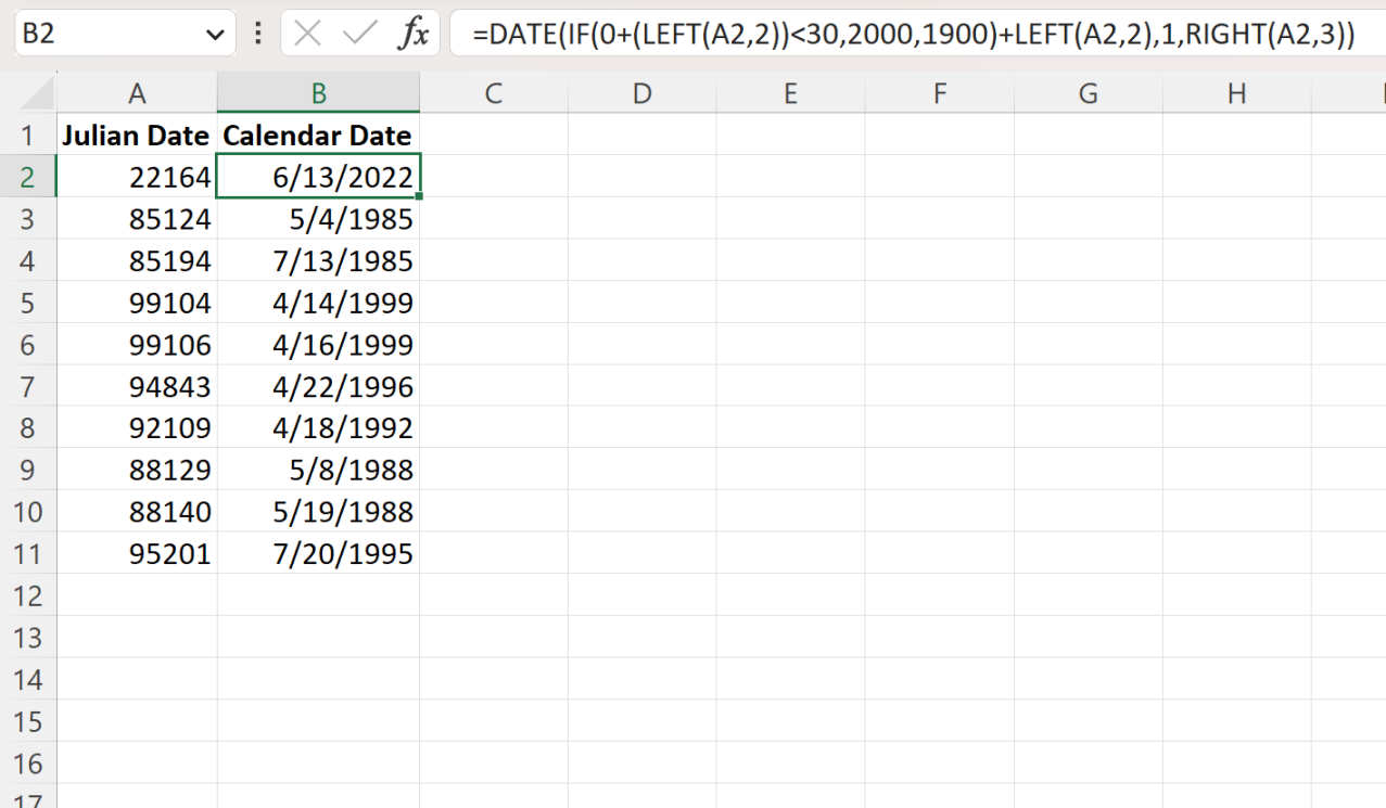How Do I Convert Between Julian Date And Calendar Date In Excel?
