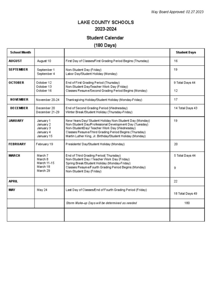 Lake County Schools Calendar  PDF  Public Holiday  Festival