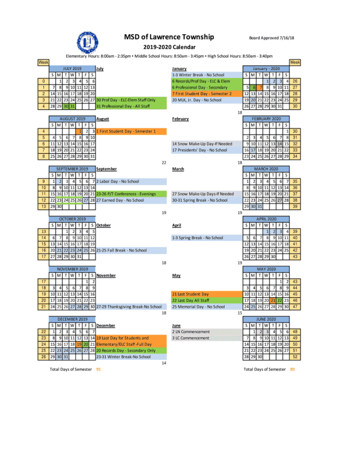 Lawrence Township Calendar - Fill Online, Printable, Fillable