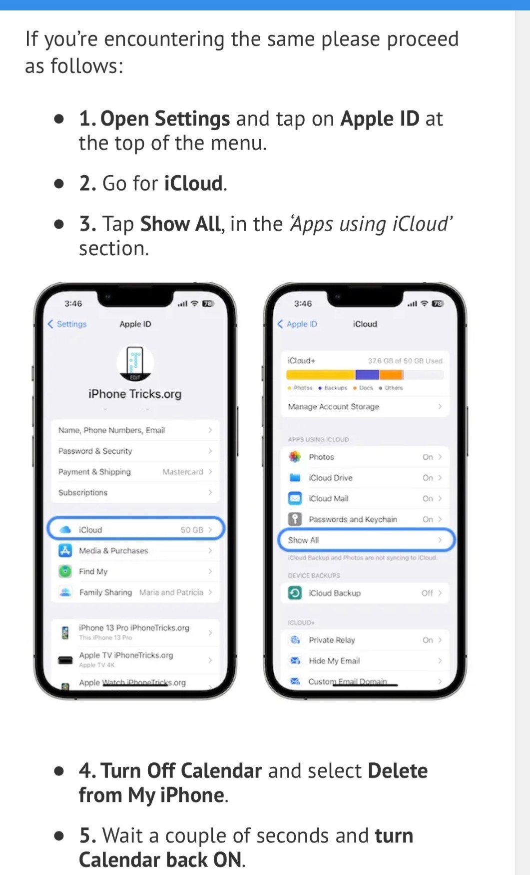 Calendar Search not working on iPhone - Apple Community