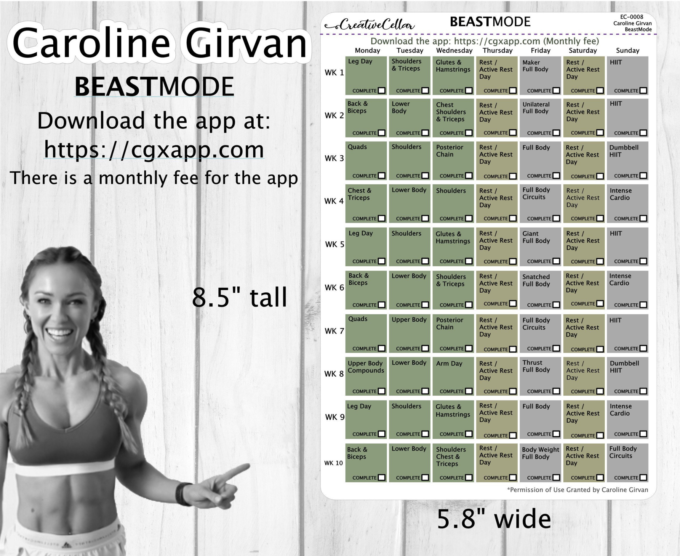 EC- // Caroline Girvan Beastmode App Workout Planner Stickers