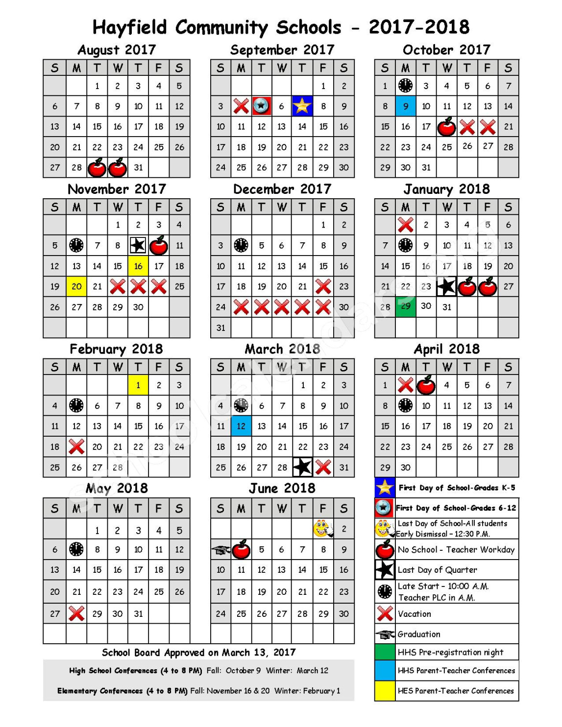 Hayfield Secondary Calendar
