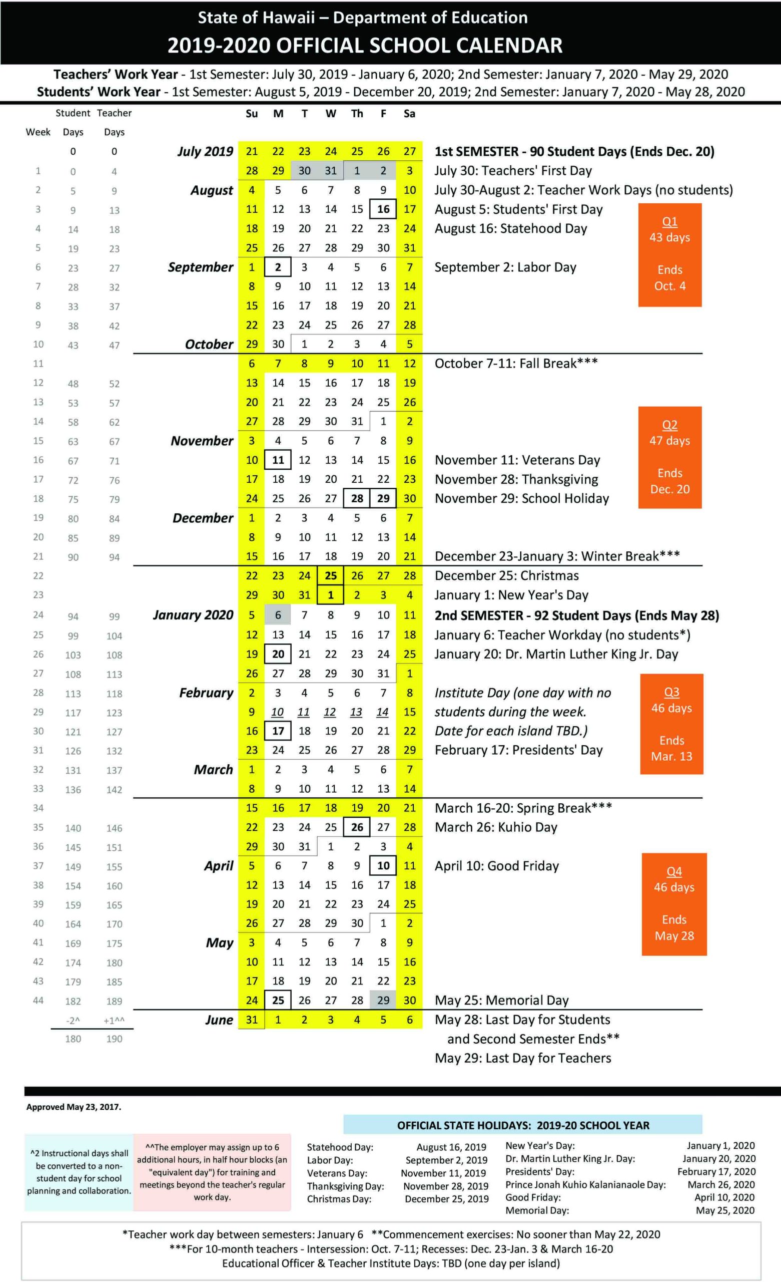 State of Hawaii DOE Calendar - - Maui Family Magazine