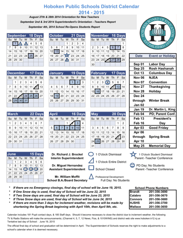 Vertex Calendar Template - Hoboken Board of Education