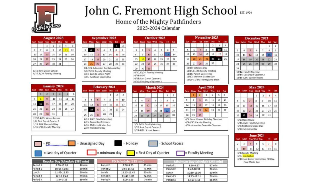 Fremont School District Calendar Good Calendar Idea