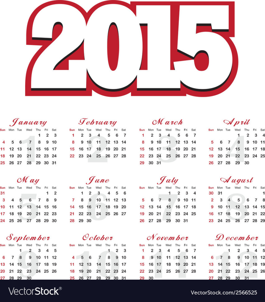 Calendar for the year  Royalty Free Vector Image